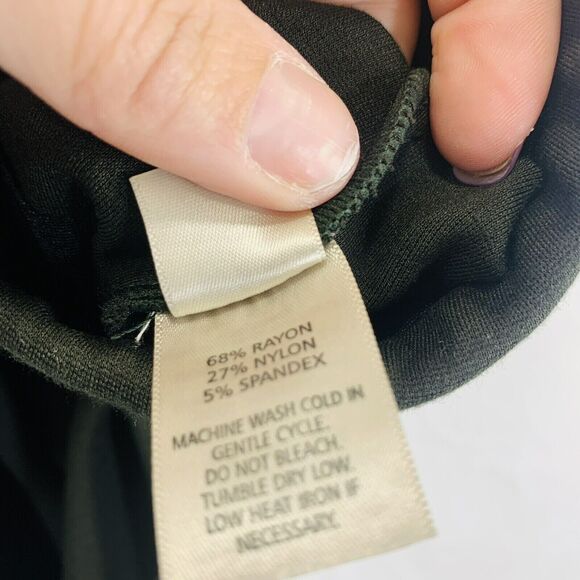 Ecru Springfield Pull On Slim Leg Pant Career Green Stretch Cropped Size XS - Picture 7 of 9